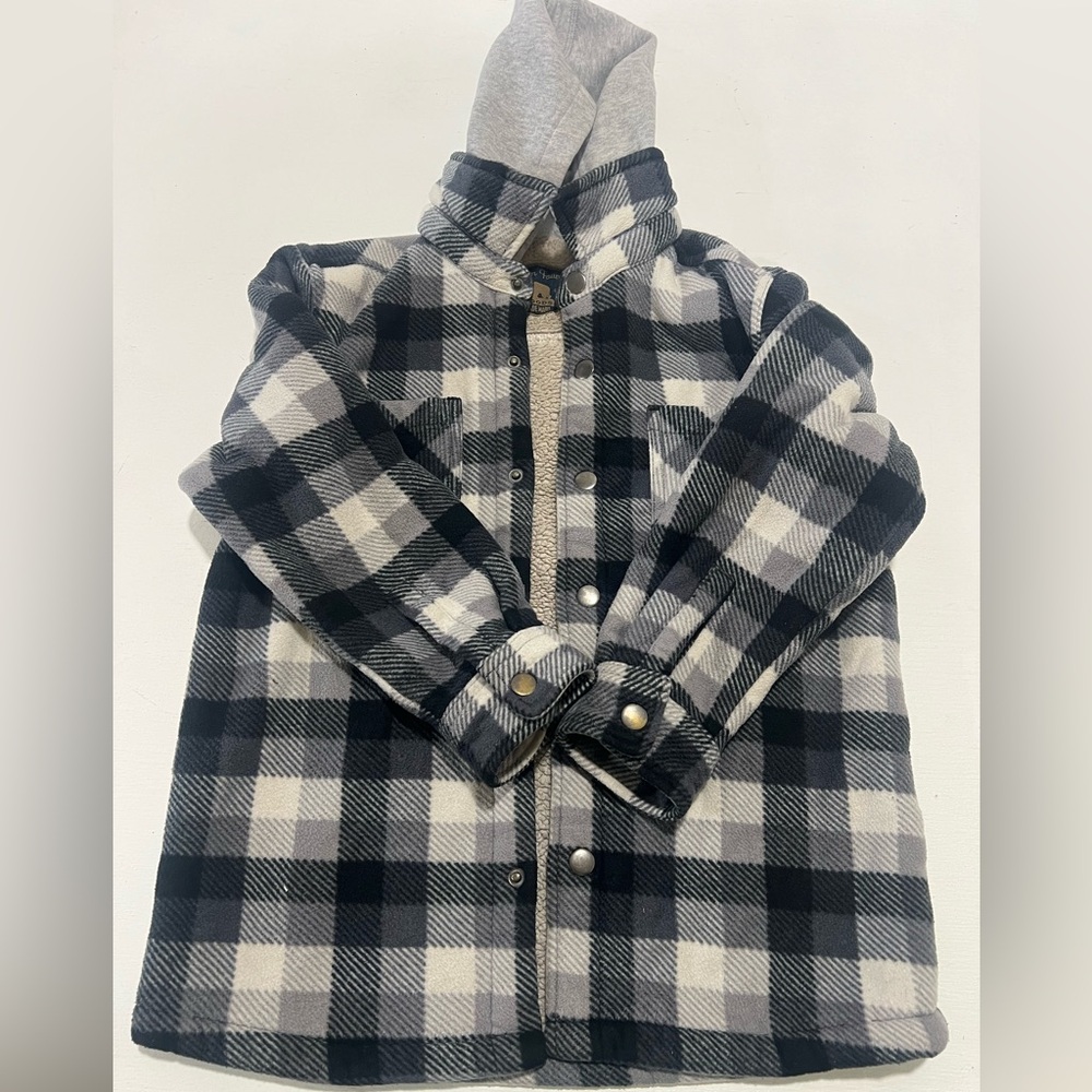 Freedom Foundry BOYS Sherpa Fleece Lined Plush Shirt Jacket Hoodie Black Size S